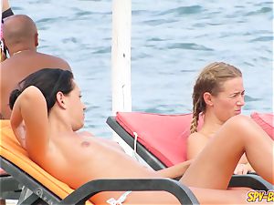 Close-Up mind-blowing topless voyeur Beach nubile