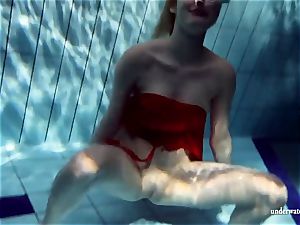 super hot platinum-blonde Lucie French nubile in the pool